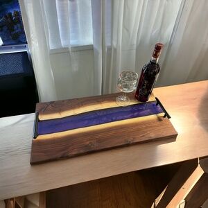 Charcuterie Board Live Edge Epoxy Resin River Board. Food Safe Epoxy.